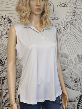 EUC Callaway Golf Shiry Grey & White Sleeveless Sz Large